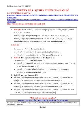 Toán học - Chuyên đề 1 Sự biến thiên của hàm số